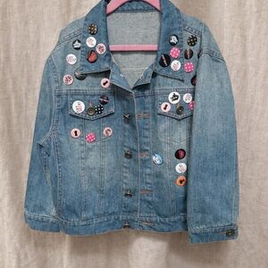 Kids Blue Denim Jacket with Pins – Size M (8–10 Years)